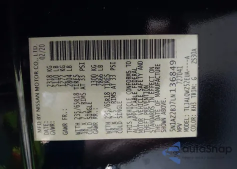 2020 Nissan Murano Sv Fwd from USA, damaged, VIN 5N1AZ2BJ7LN136849